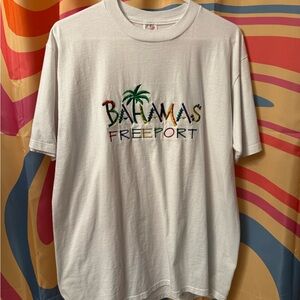 Mens Vintage Large White Bahamas T-Shirt